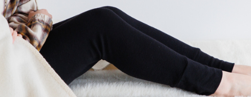 敏感肌でもウールのぬくもりを楽しめる。柔らかく、伸びが良いSUPER100’s ウールフライス素材のレギンス。