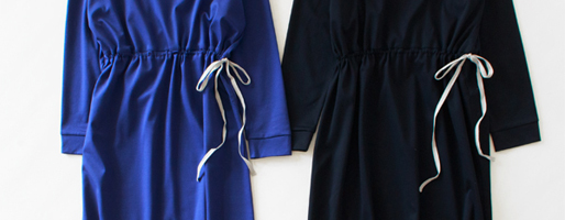 きちんと上品に見える、でも頑張らない服。スーピマコットンポンチ ウエスト紐付きワンピース