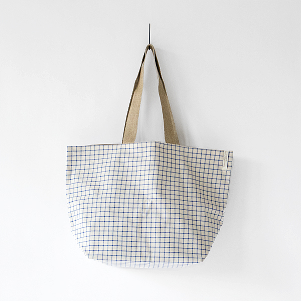 リネンコットン リバーシブルトートバッグ（BLUE）