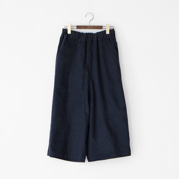 コットンサテンストレッチ ガウチョパンツ(DARK NAVY)