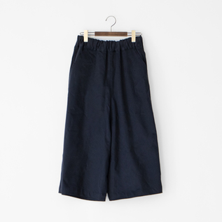 コットンサテンストレッチ ガウチョパンツ(DARK NAVY)
