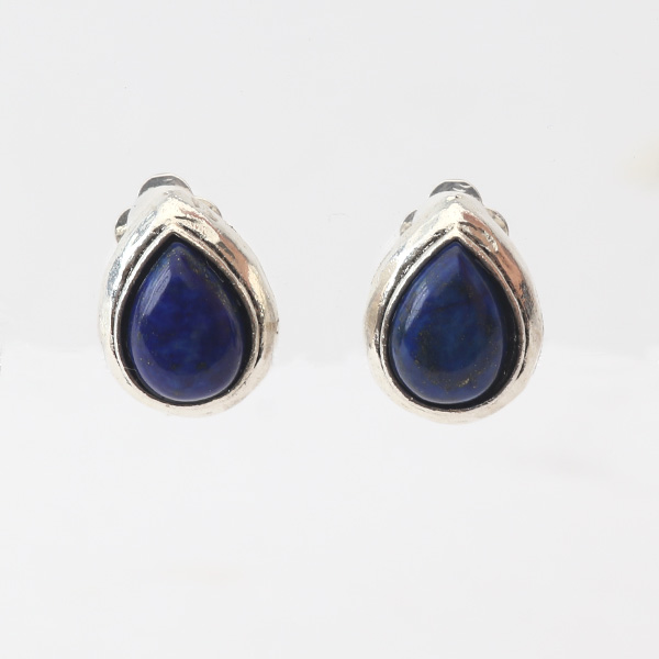イヤークリップ　天然石(3889N Silver Lapis)