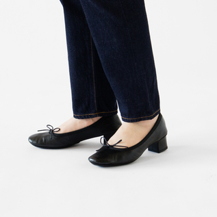 TRAVEL SHOES ヒール付バレエシューズ レイン TR015 BLACK／chausser