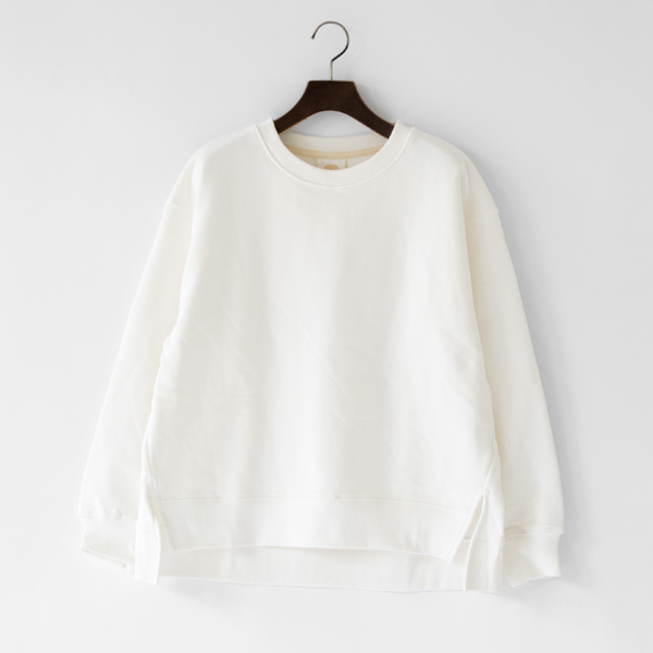 SIDE SLIT CREW 裏毛プルオーバー(OFF WHITE)