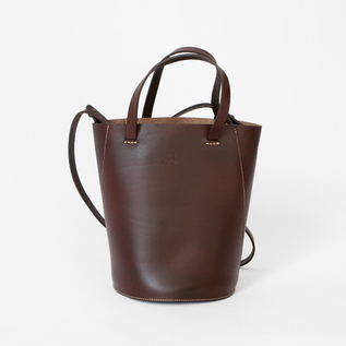 ROUND LEATHER BAG　CIOCCOLA