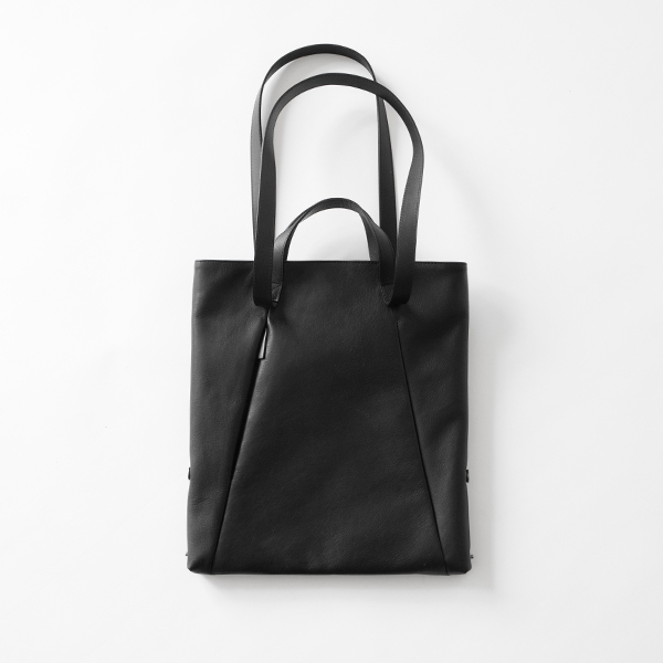 レザースモールトート loop handle BLACK