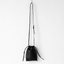 レザー巾着 cell phone bag drawstring BLACK