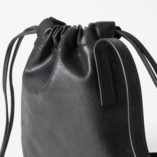 PATRIC STEPHAN ショルダーバッグ スマートフォンケース 巾着 黒 レザー巾着 cell phone bag drawstring BLACK／PATRICK STEPHAN