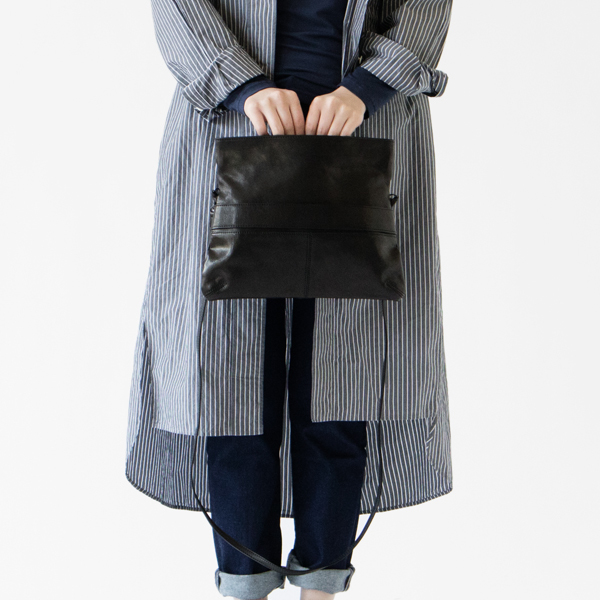 3way レザーポシェト enveloppe BLACK／PATRICK STEPHAN（パトリック