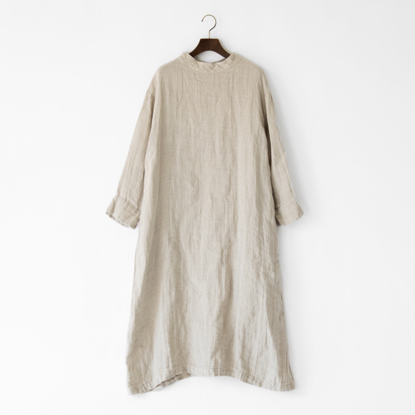 リネンガーゼスタンドネックドレス LINEN