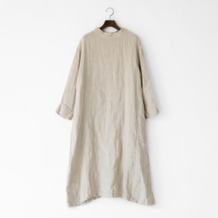 リネンガーゼスタンドネックドレス LINEN リネンガーゼスタンドネックドレス LINEN