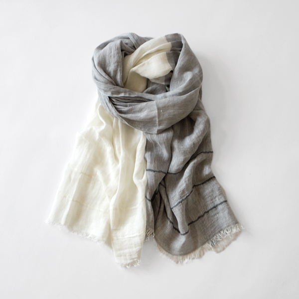 リネンスカーフ(grey white)