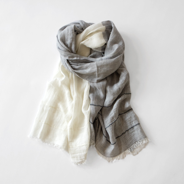 リネンスカーフ(grey white)