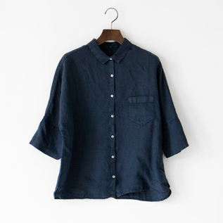 リネン ハーフスリーブシャツ (BLUE NAVY/40) リネン ハーフスリーブシャツ (BLUE NAVY/40)