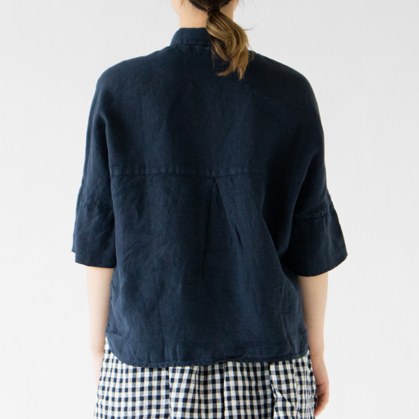 リネン ハーフスリーブシャツ (BLUE NAVY/40、身長162cm)
