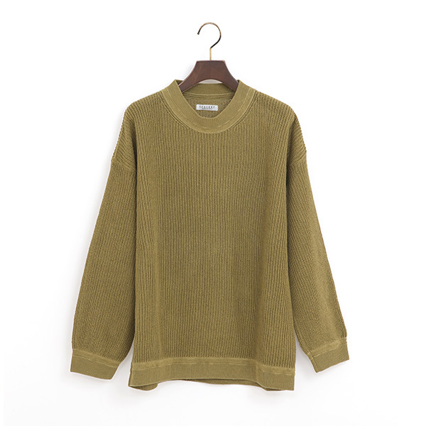 和紙×ベルギーリネン 片あぜニット（イエロー）