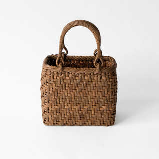 受発注】山ぶどうかごバッグ3分巾 レザーハンドル付き／宮本工芸