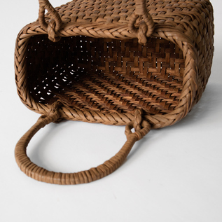 受発注】山ぶどうかごバッグ3分巾 レザーハンドル付き／宮本工芸