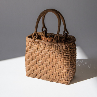 受発注】山ぶどうかごバッグ3分巾 レザーハンドル付き／宮本工芸