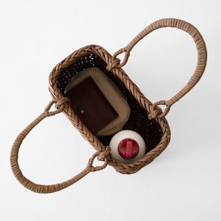 ヤマブドウ　皮　約3キロ 受発注】山ぶどうかごバッグ3分巾 レザーハンドル付き／宮本工芸