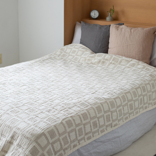 リネン＆シュニールコットン シングルブランケット（140×180）フレーム