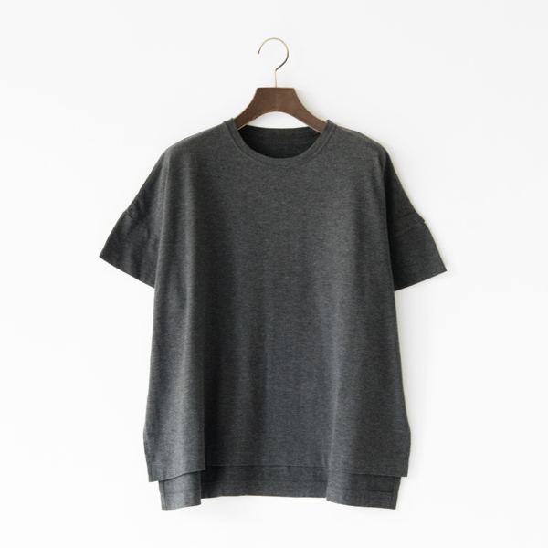 スーピマ天竺 二重袖スリットTシャツ(GREY)