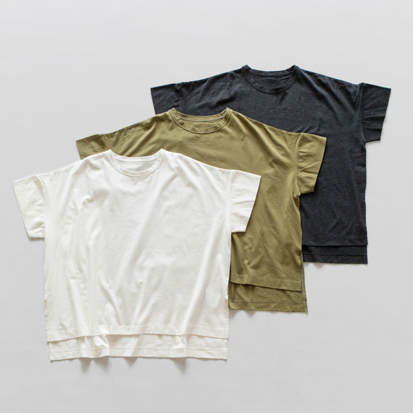 スーピマ天竺 二重袖スリットTシャツ