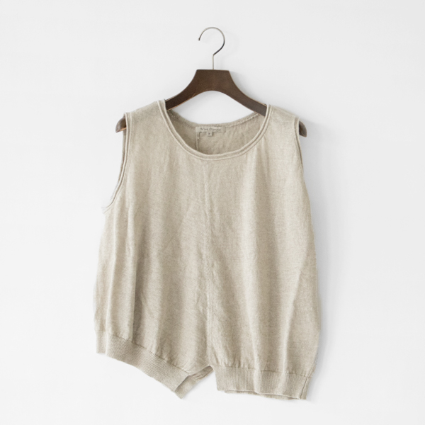リネンニットアシンメトリーノースリーブ（FLAX）
