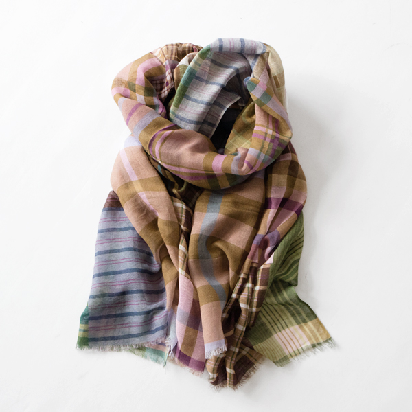 コットンリネンストール GREEN BROWN PURPLE コットンリネンストール GREEN BROWN PURPLE