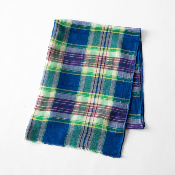 コットンリネンストール BLUE GREEN