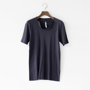 リネンコットンフライス半袖フリルTシャツ(NAVY) リネンコットンフライス半袖フリルTシャツ(NAVY)