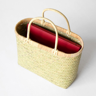 岩手県 すず竹 手提 二本編籐巻手小判型／日本の竹細工｜愛着を持って