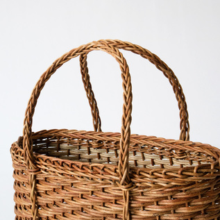 ［ハル］あけびかごバッグ 胴張りホラ編み グニ手 あけびのかご（胴張ほら編 グニ手）／宮本工芸（みやもとこうげい