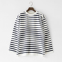 WAVE COTTON バスクニット クルーネック WHITE/NAVY