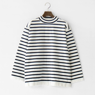 WAVE COTTON バスクニット モックネック WHITE/NAVY WAVE COTTON バスクニット モックネック WHITE/NAVY