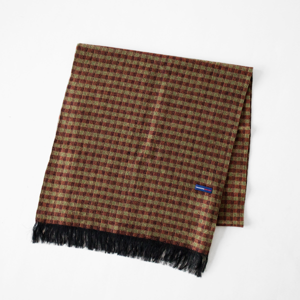 シルクウール紗織りストール（BROWN GREEN）