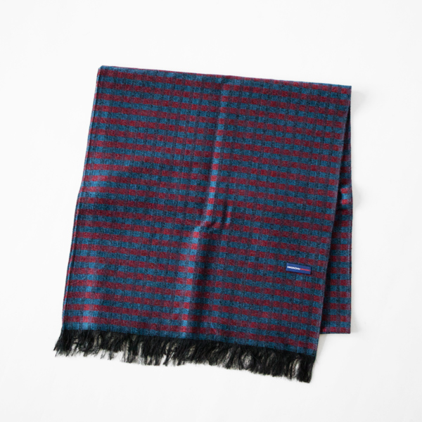 シルクウール紗織りストール（BLUE RED）