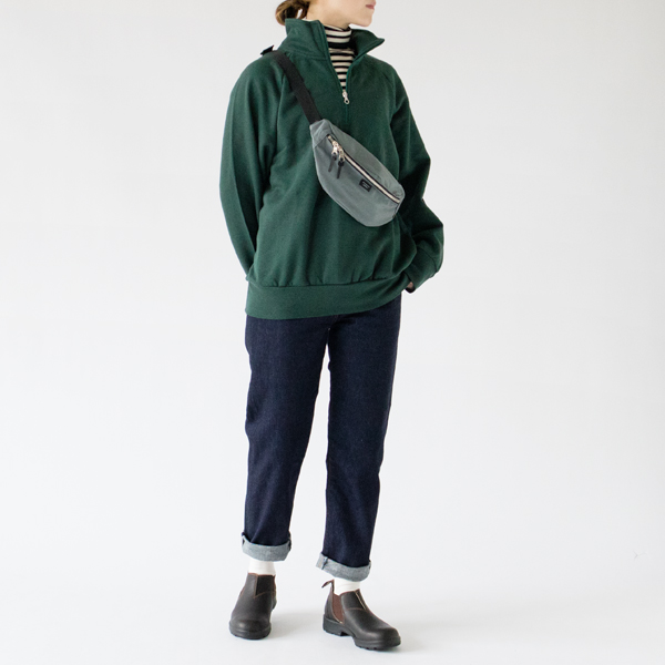 ハーフジップジャージトップ Verde Bottiglia-S(身長162cm)