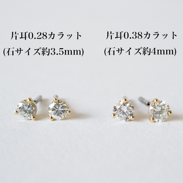 左：0.28カラット　右：0.38カラット