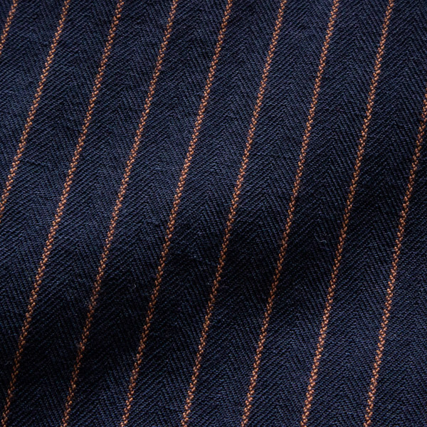 ウールリネンのほどよくリラックス感のある生地(NAVY×BROWN)