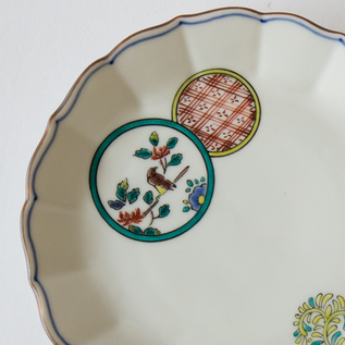 丸紋花鳥 絵変わり取皿（五客セット）／宮本泰山堂(みやもとたいざん