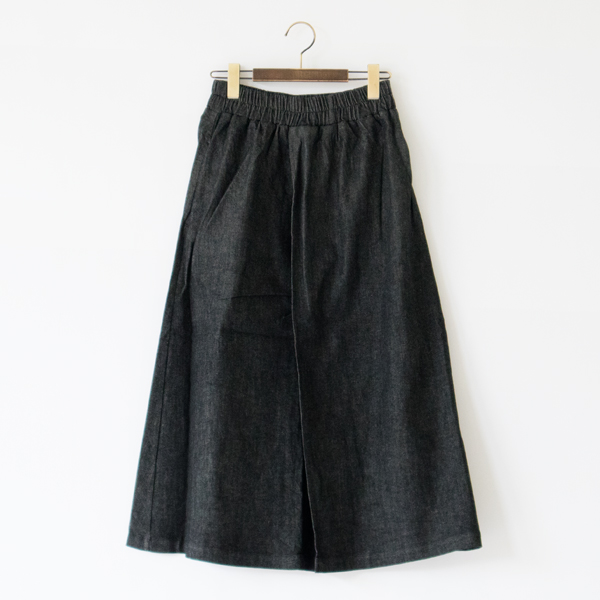 デニム タックスカート(BLACK)