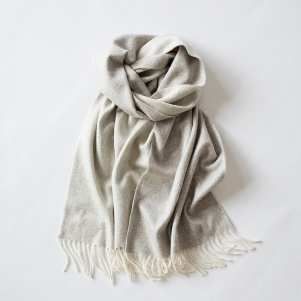 カシミヤマフラー Arran Semi (White×Silver Reversible)