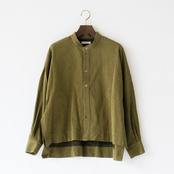 綿 刺子織 スリットショート ドルマンブラウス(YELLOW GREEN)