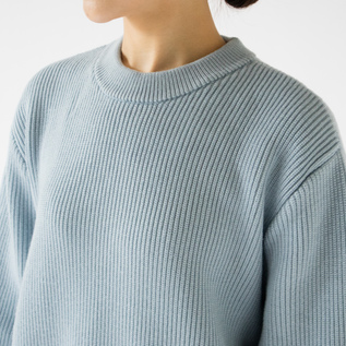 エクストラファインウール リブニット SAX／YONETOMI NEW BASIC（ヨネ