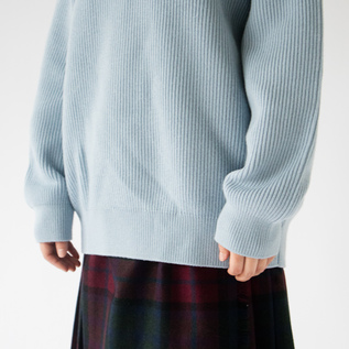 エクストラファインウール リブニット SAX／YONETOMI NEW BASIC（ヨネ