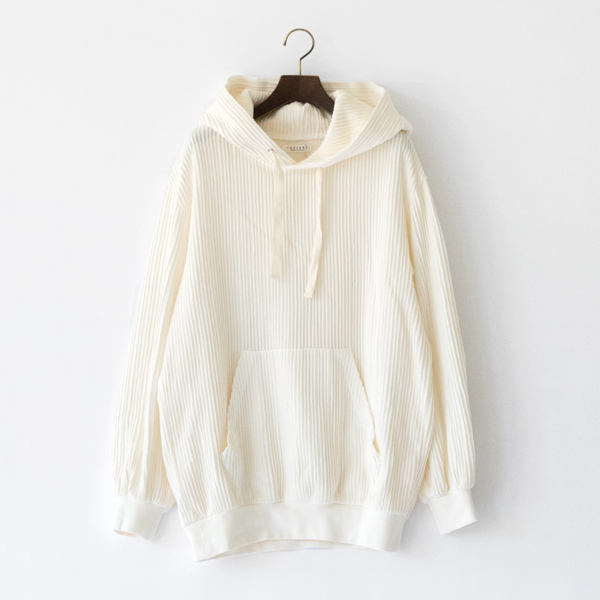 綿 楊柳トレーナー フードパーカー (WHITE)
