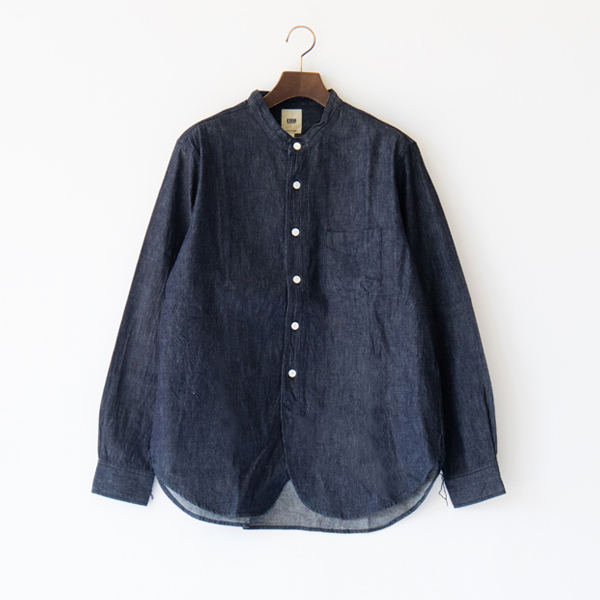 F3470 ユニセックス DENIM BAND COLLAR シャツ(WA)