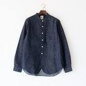 F3470 ユニセックス DENIM BAND COLLAR シャツ