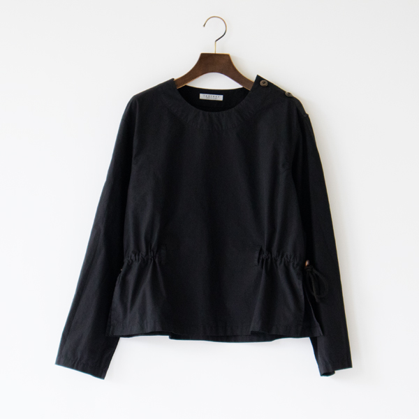 綿ブロード スリップオンブラウス(BLACK)